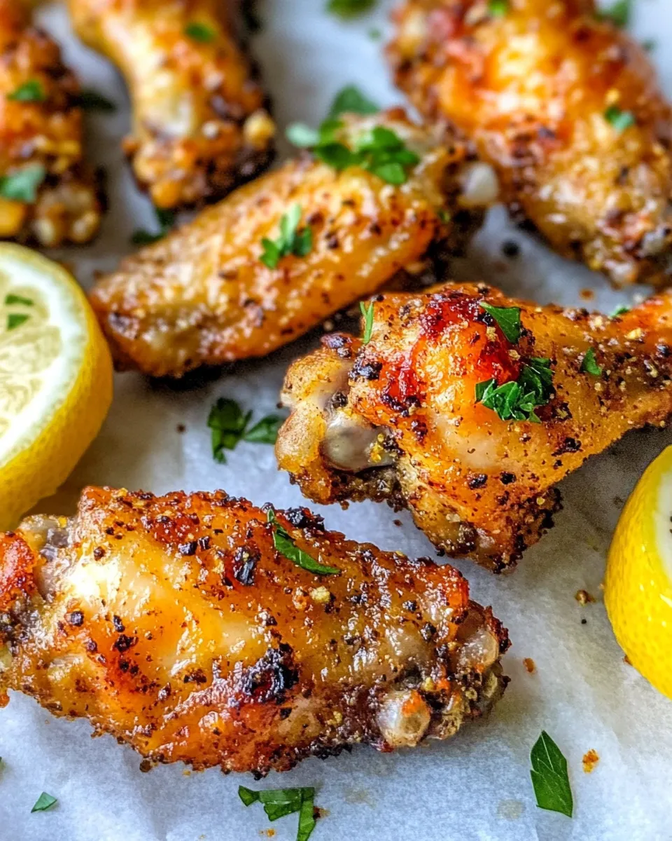 Easy Baked Crispy Lemon Pepper Wings (No Fry) food shot