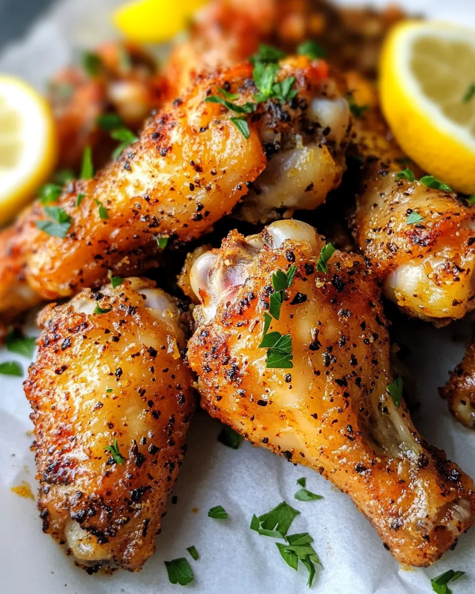 Delicious Baked Crispy Lemon Pepper Wings (No Fry) plate image