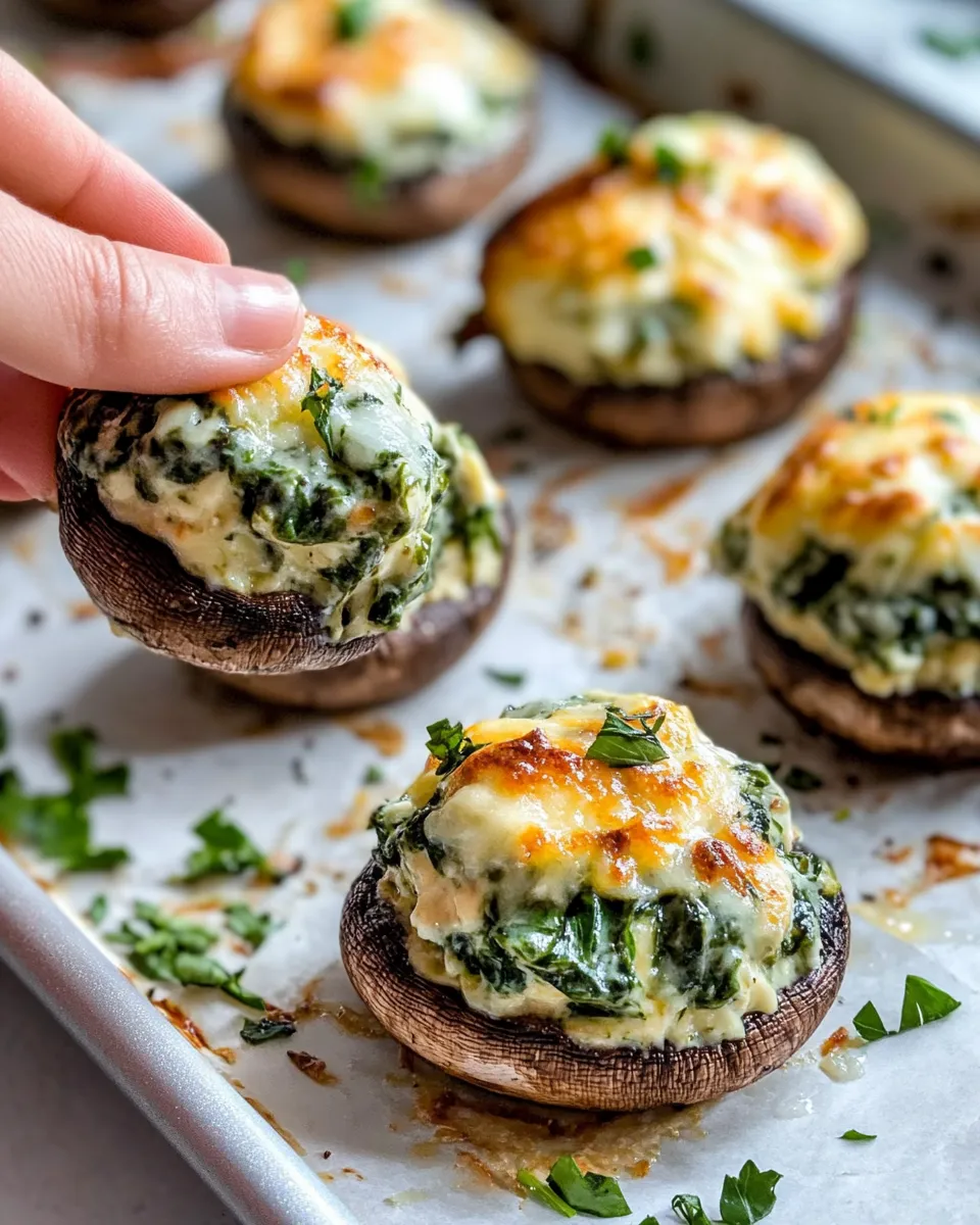 Homemade Baked Spinach & Artichoke Dip Stuffed Mushrooms photo