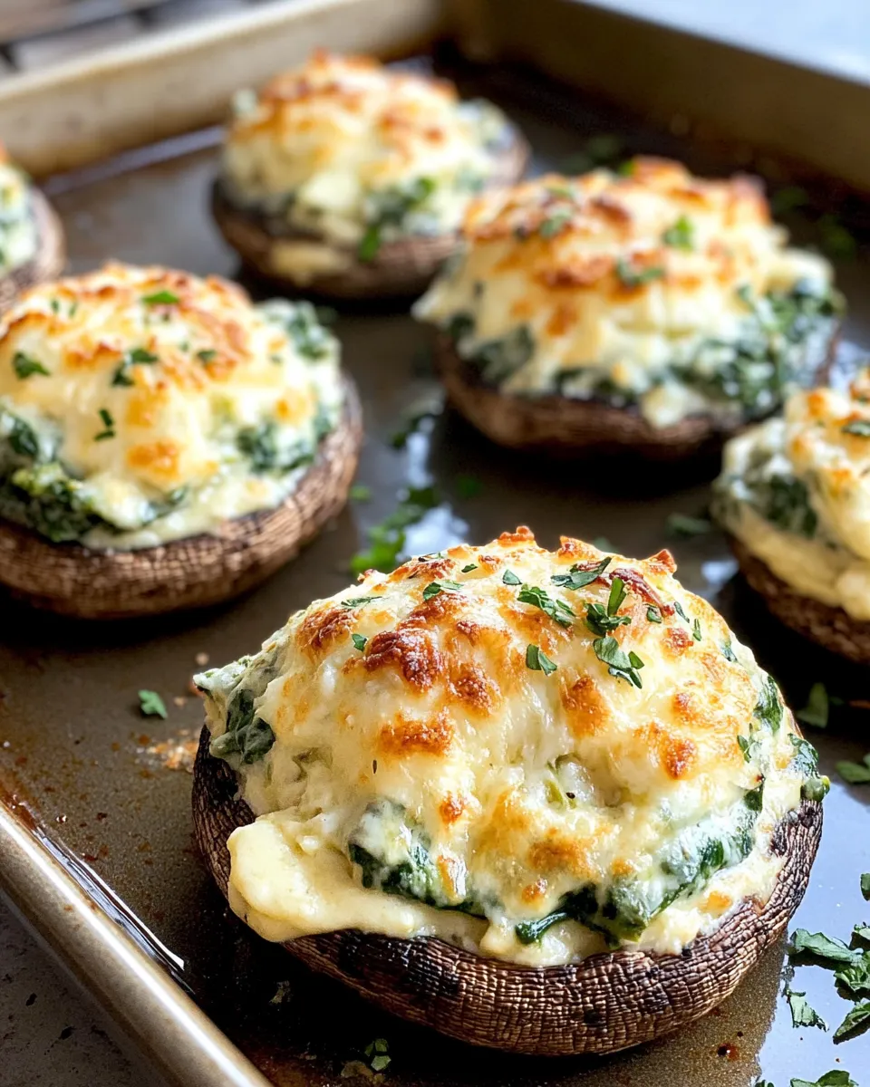 Classic Baked Spinach & Artichoke Dip Stuffed Mushrooms image