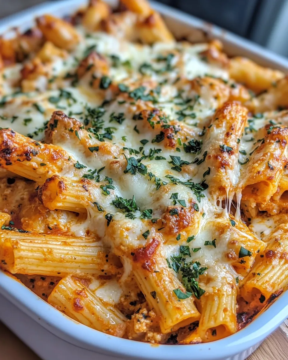 Homemade Baked Three-Cheese Chicken Ziti recipe photo