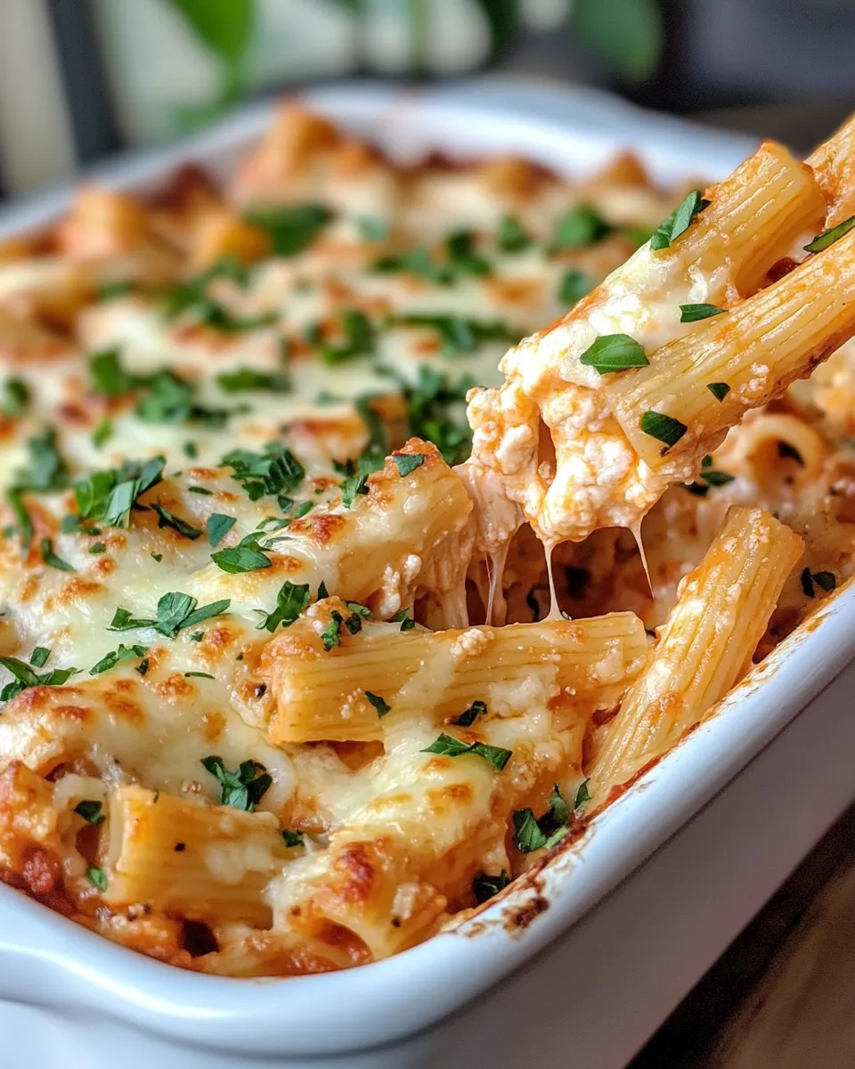 Classic Baked Three-Cheese Chicken Ziti dish photo