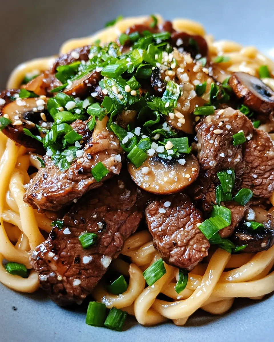 Homemade Beef Mushroom Udon with Garlic Butter recipe photo