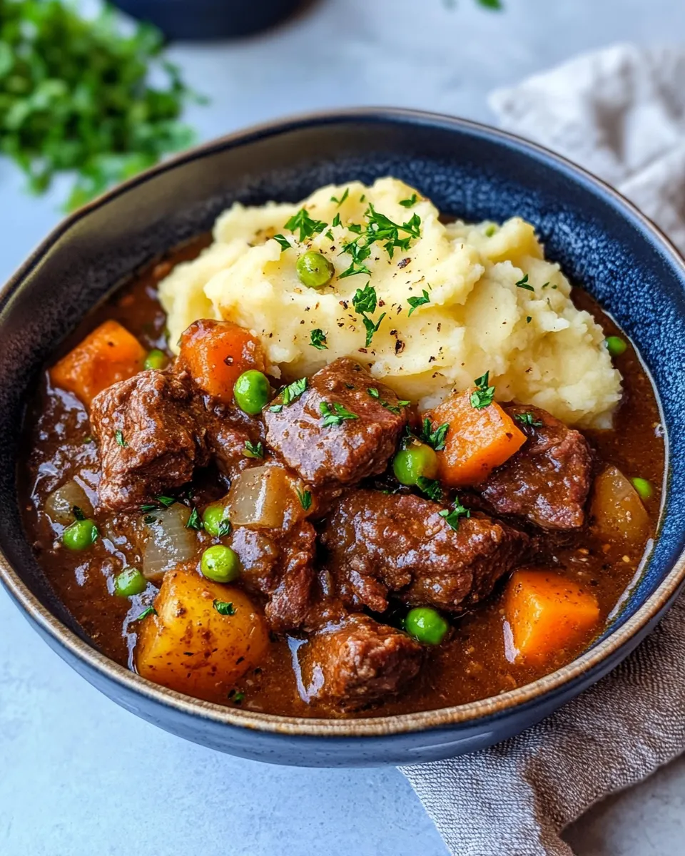 Homemade Beef Stew with Garlic Mashed Potato Top photo