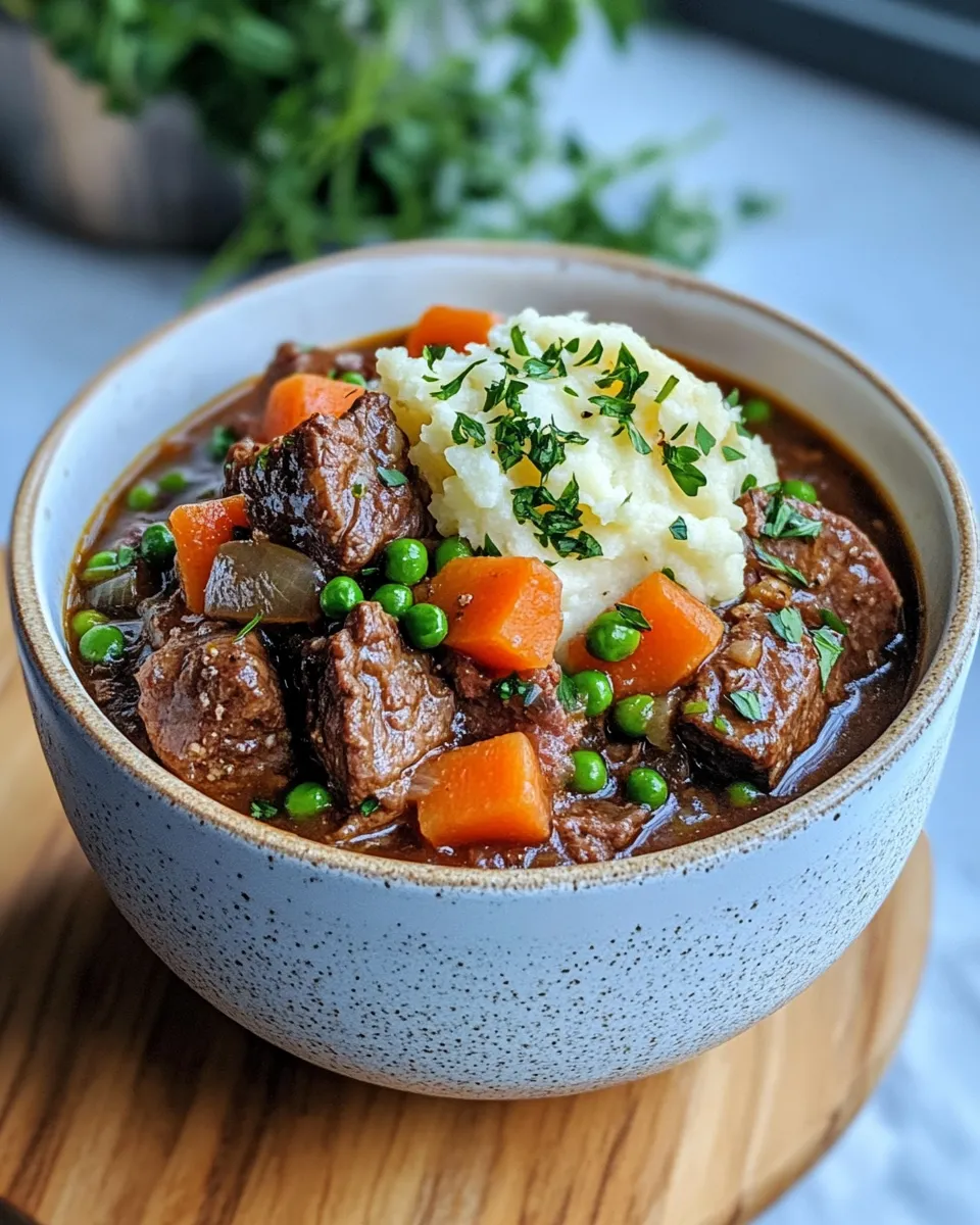 Delicious Beef Stew with Garlic Mashed Potato Top dish photo