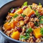 Delicious Butternut Apple Farro Salad, Maple Vinaigrette dish photo