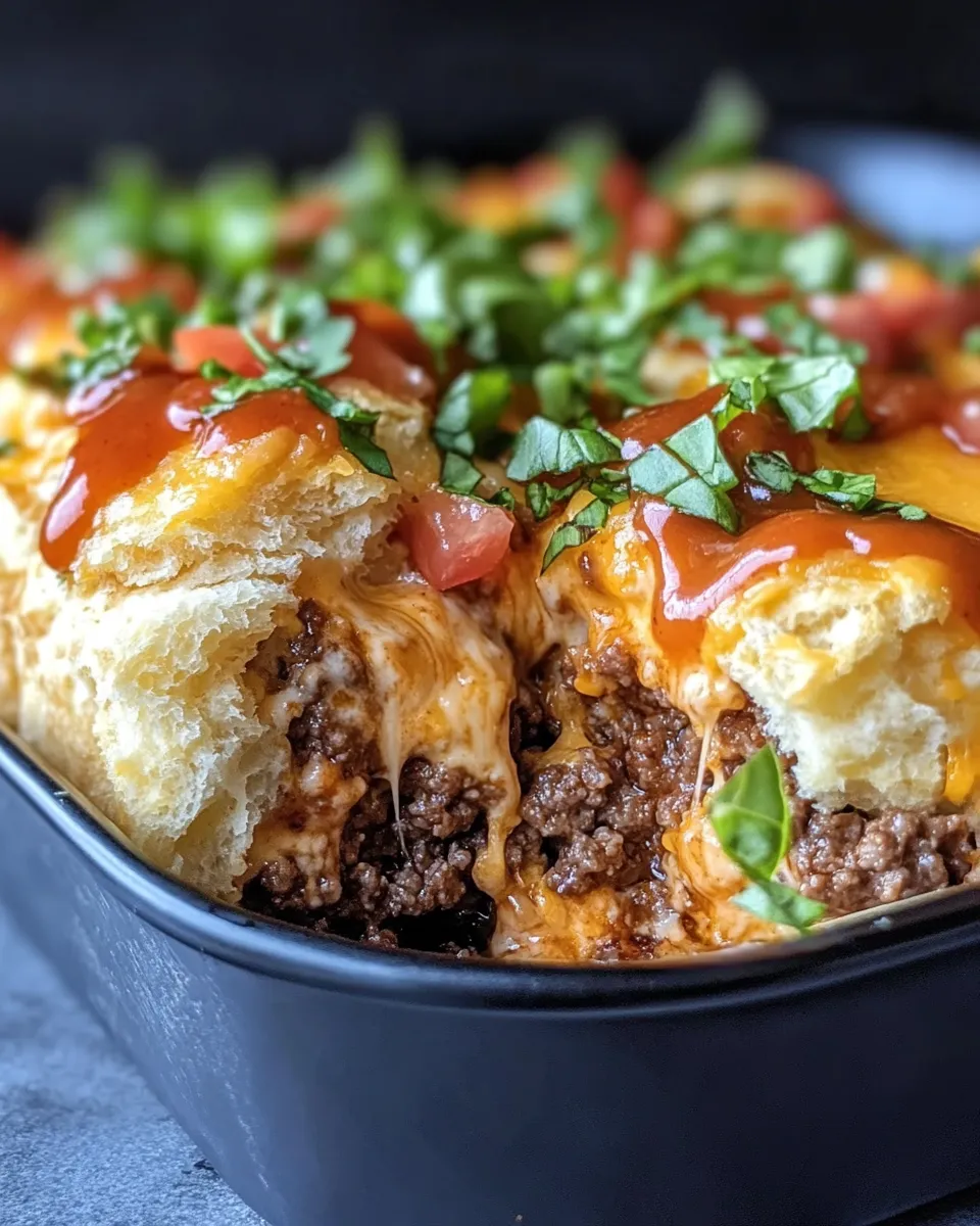 Classic Cheeseburger Biscuit Bake with Special Sauce Drizzle image