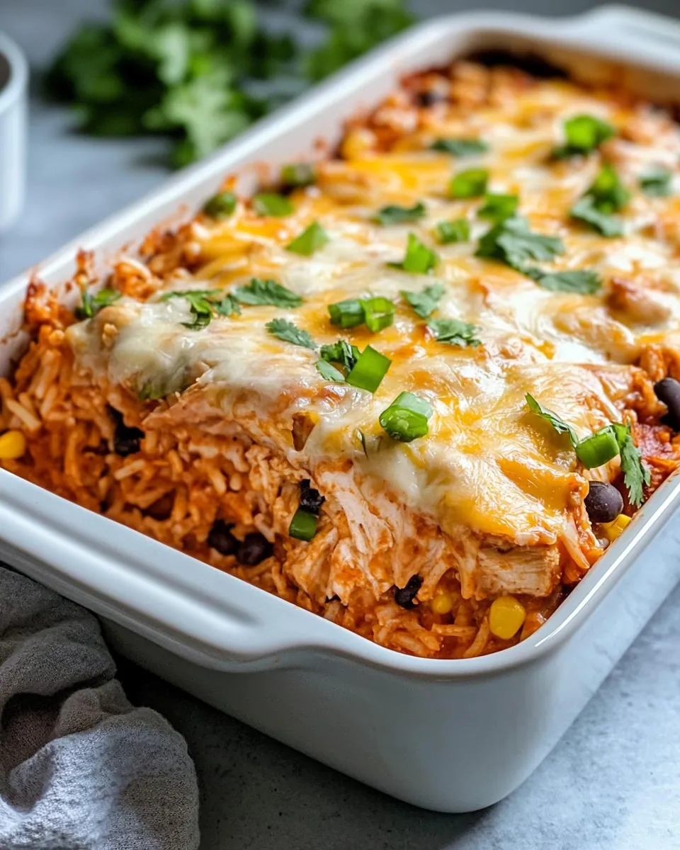 Easy Cheesy Enchilada Rice Bake with Rotisserie Chicken recipe image