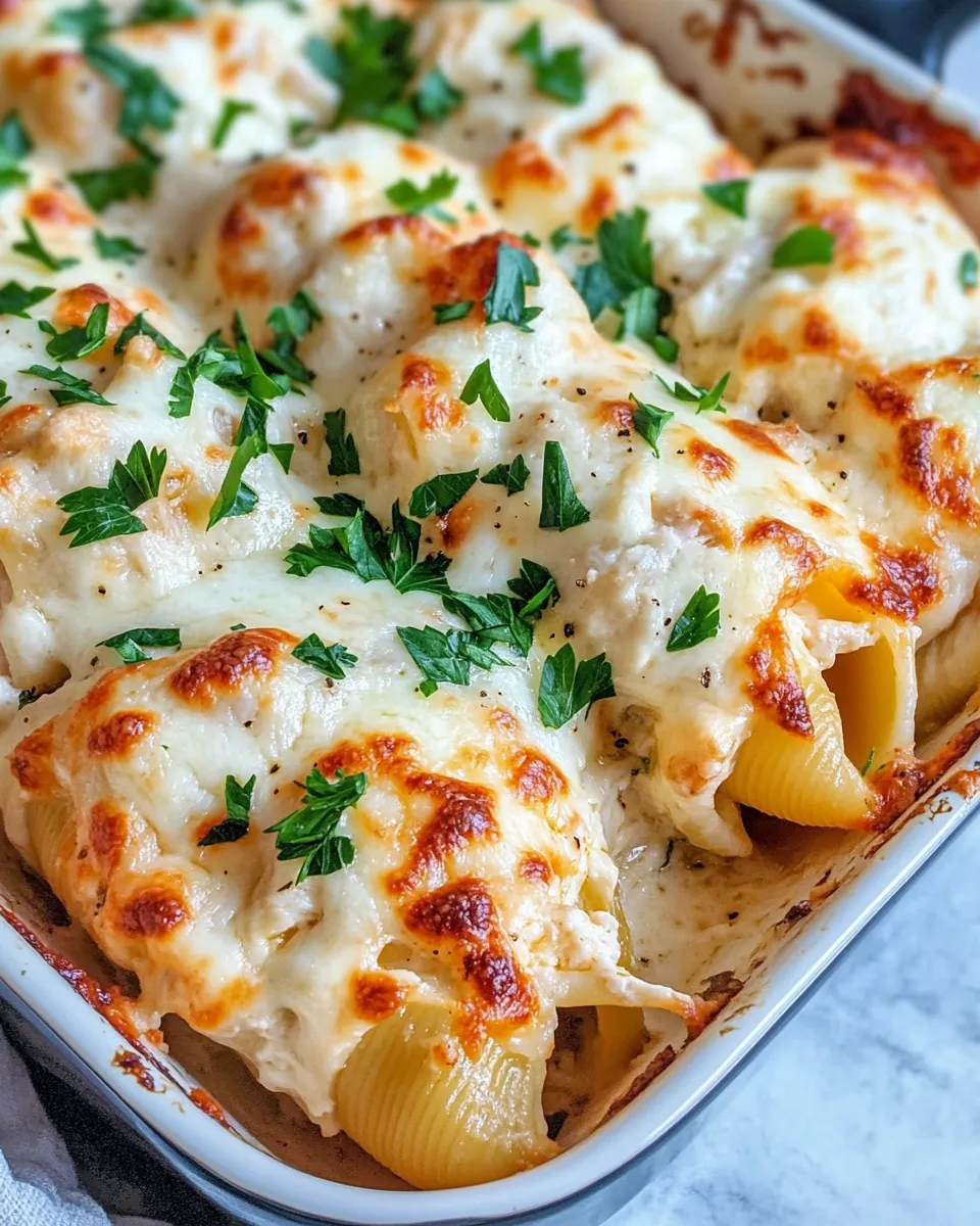 Homemade Chicken Alfredo Baked Shells recipe photo