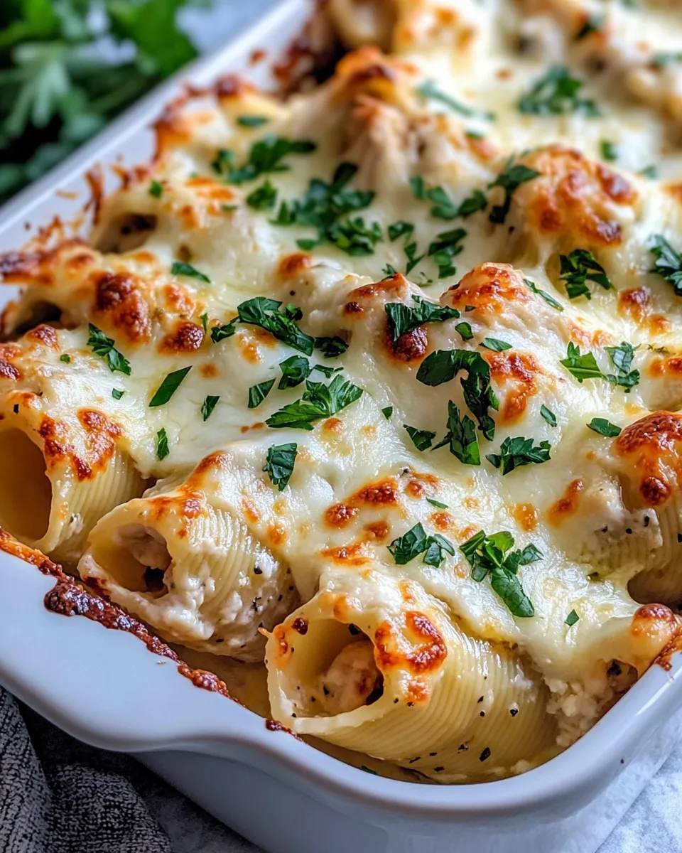 Classic Chicken Alfredo Baked Shells dish photo