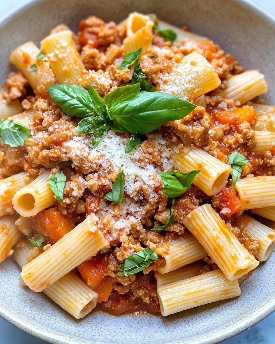 Easy Chicken Bolognese with Rigatoni dish photo