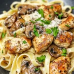 Homemade Chicken Marsala Mushroom Fettuccine photo