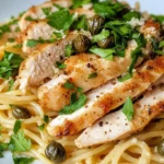 Homemade Chicken Piccata Pasta with Capers recipe photo