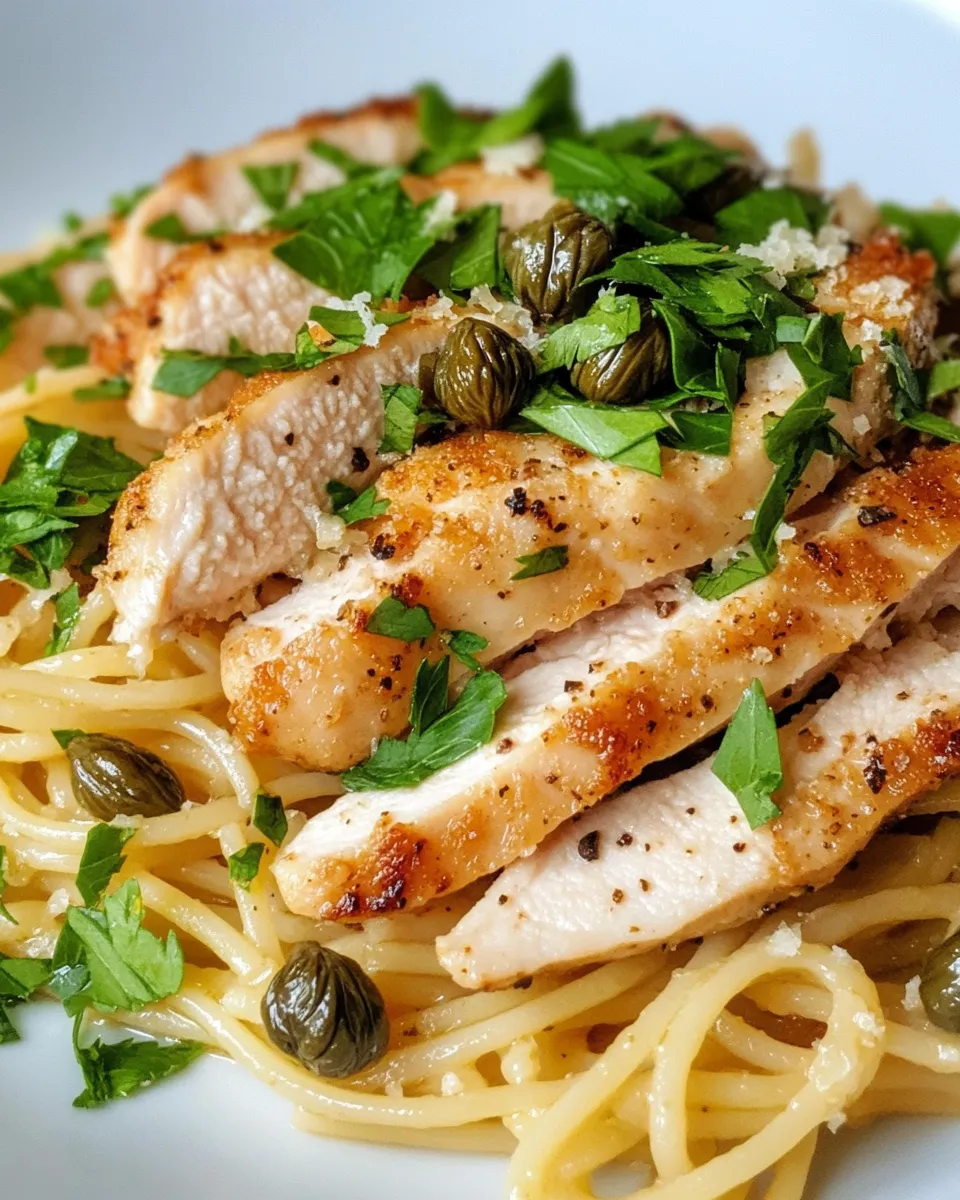 Homemade Chicken Piccata Pasta with Capers recipe photo