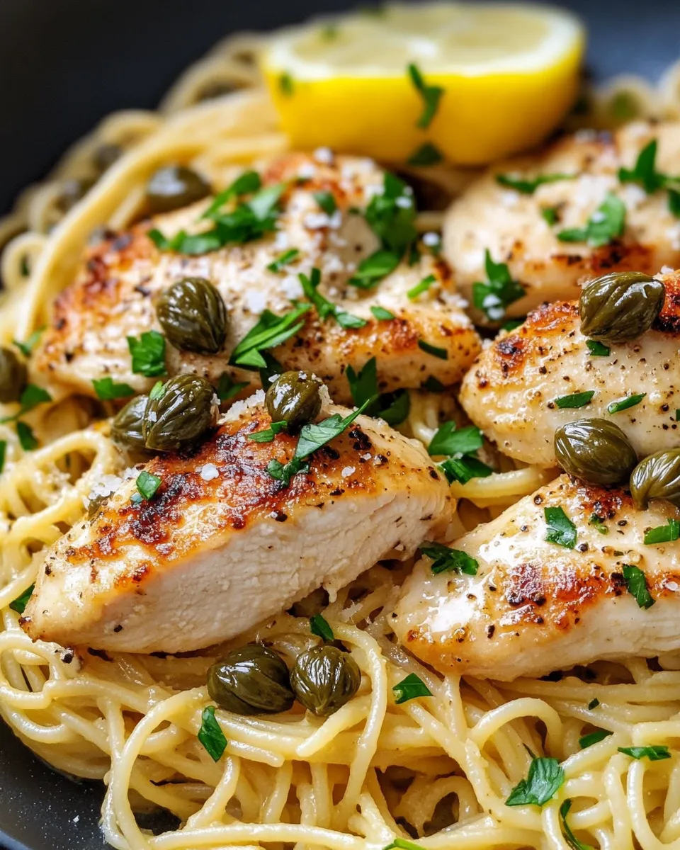 Classic Chicken Piccata Pasta with Capers dish photo