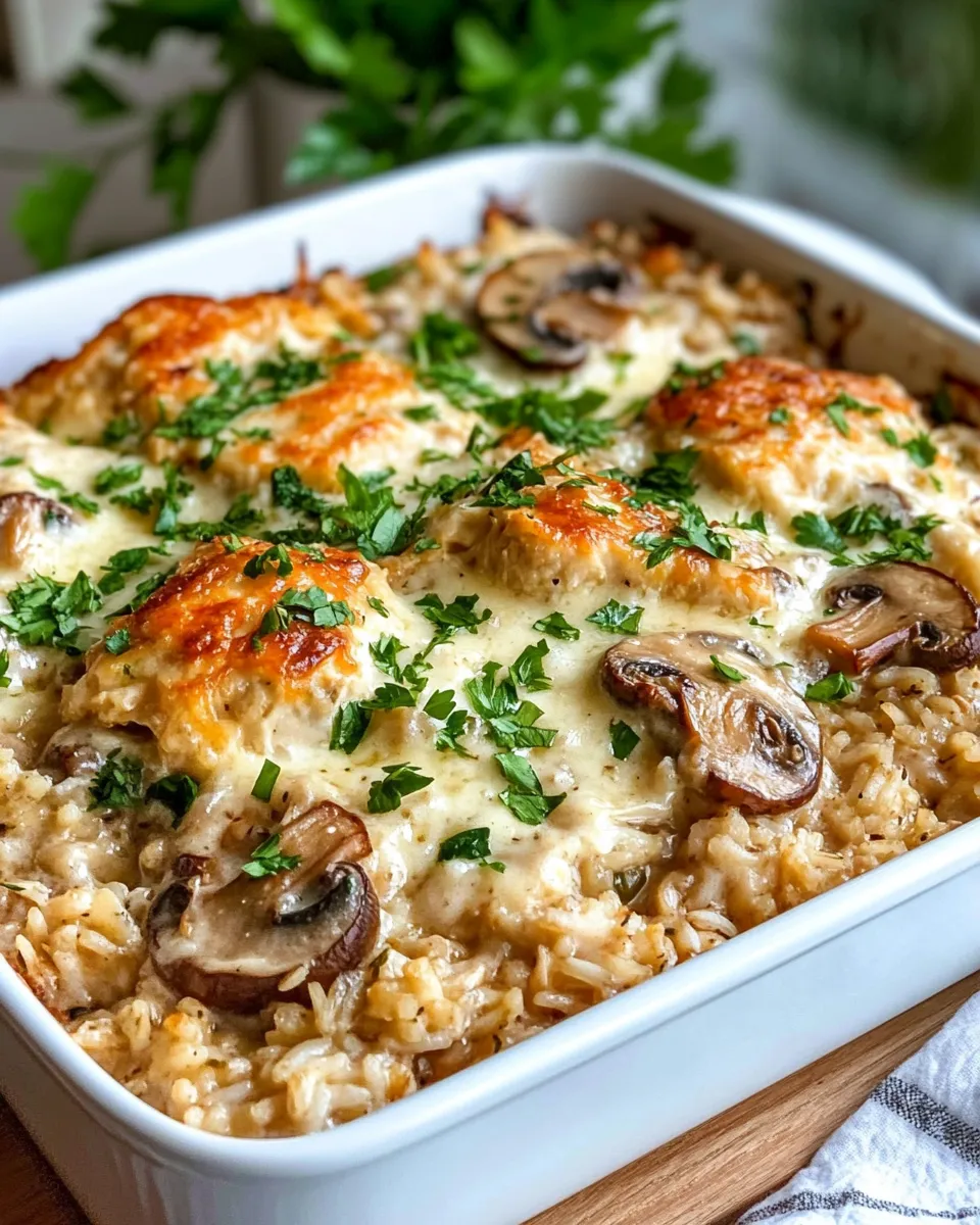 Homemade Chicken and Rice Casserole, Mushroom Gravy recipe photo