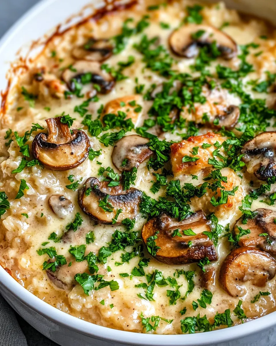 Easy Chicken and Rice Casserole, Mushroom Gravy food shot