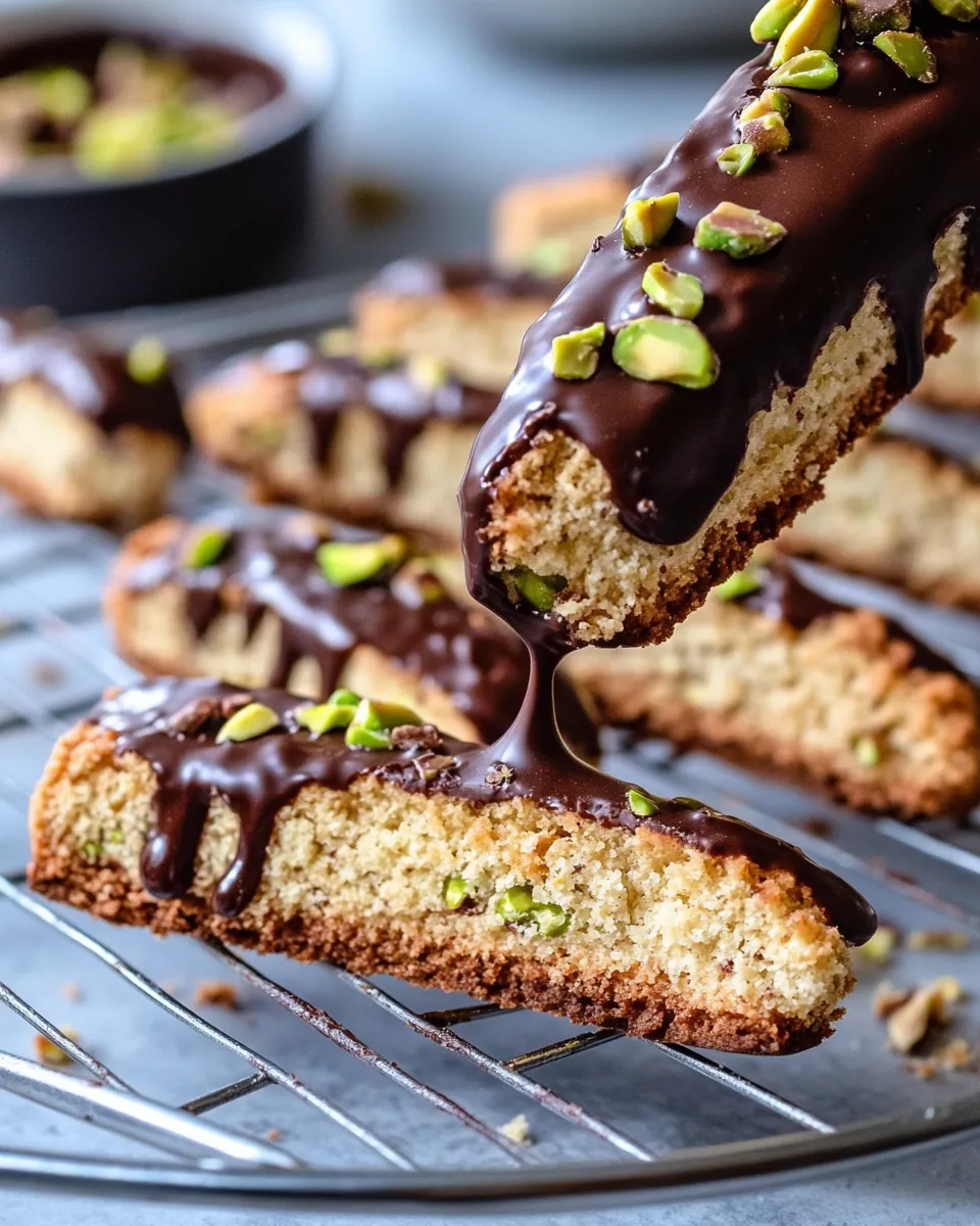 Easy Chocolate-Dipped Cranberry Pistachio Biscotti recipe image