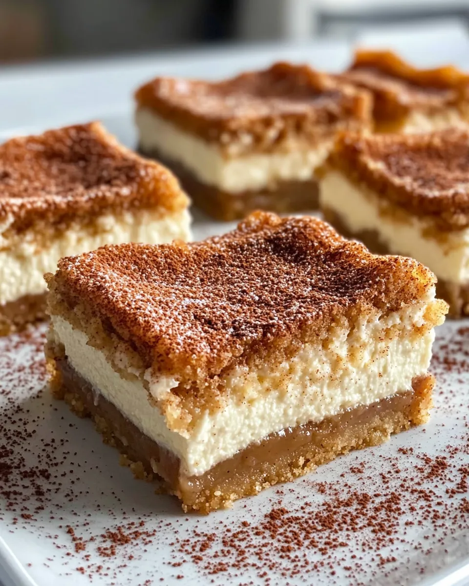 Delicious Cinnamon Sugar Churro Cheesecake Bars recipe photo