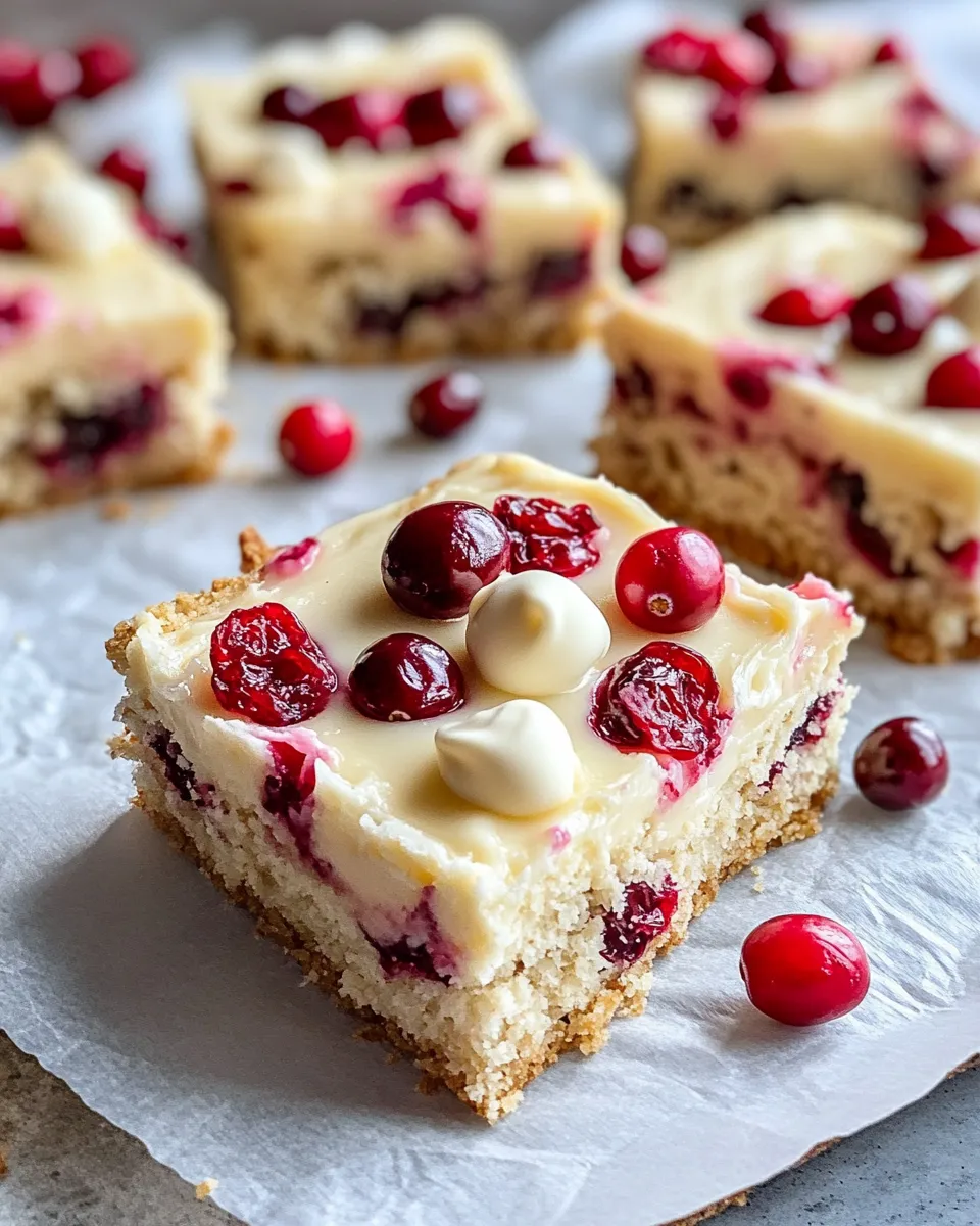 Easy Cranberry Bliss Bars Copycat (Easy Sheet Pan) food shot
