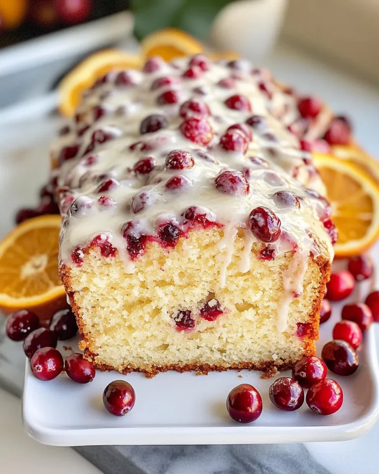 Homemade Cranberry Orange Pound Cake with Vanilla Glaze photo