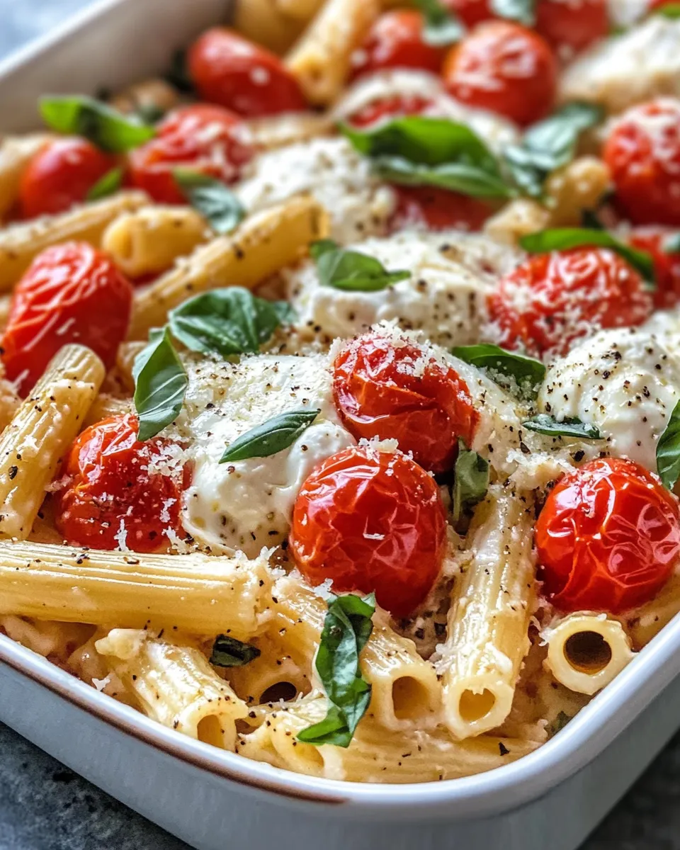 Homemade Creamy Burrata Caprese Pasta Bake (Winter Tomatoes) recipe photo