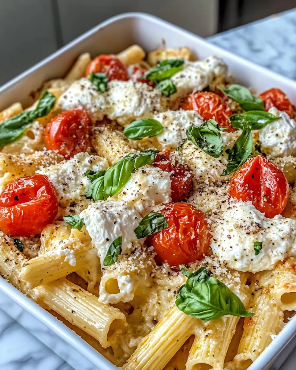 Delicious Creamy Burrata Caprese Pasta Bake (Winter Tomatoes) image