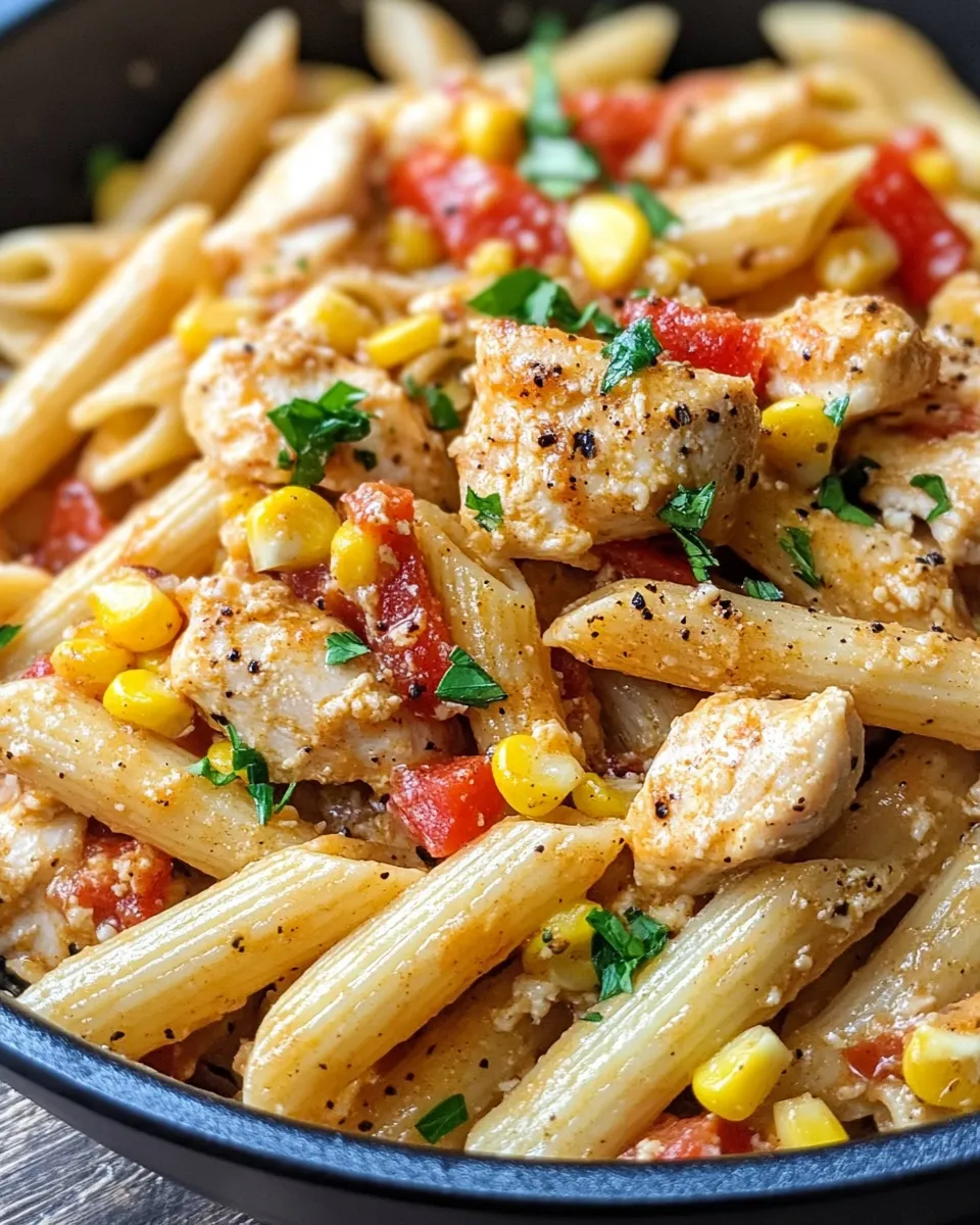 Delicious Creamy Cajun Chicken & Corn Pasta plate image
