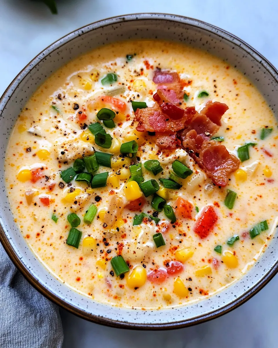 Homemade Creamy Cajun Corn Chowder with Bacon photo