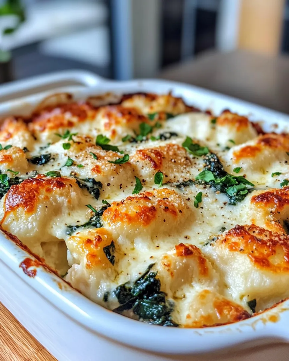 Classic Creamy Chicken Gnocchi Bake with Spinach dish photo