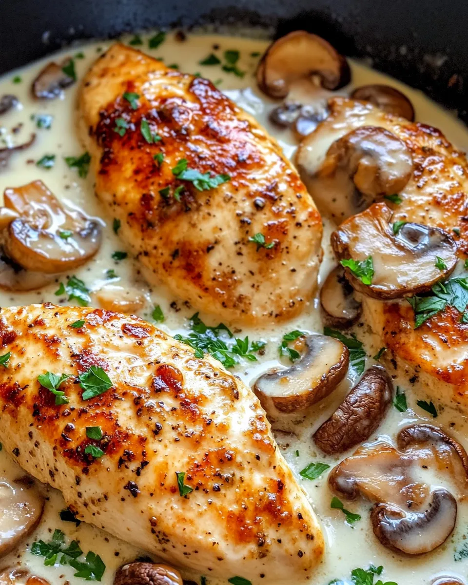 Easy Creamy Garlic Parmesan Chicken & Mushrooms dish photo
