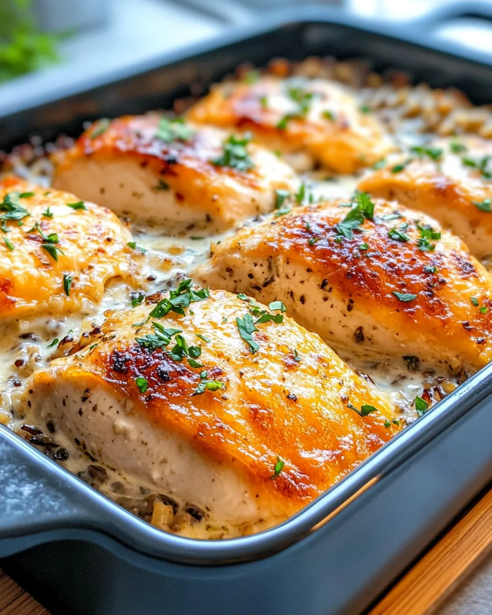 Homemade Creamy Herb Chicken & Wild Rice Bake recipe photo