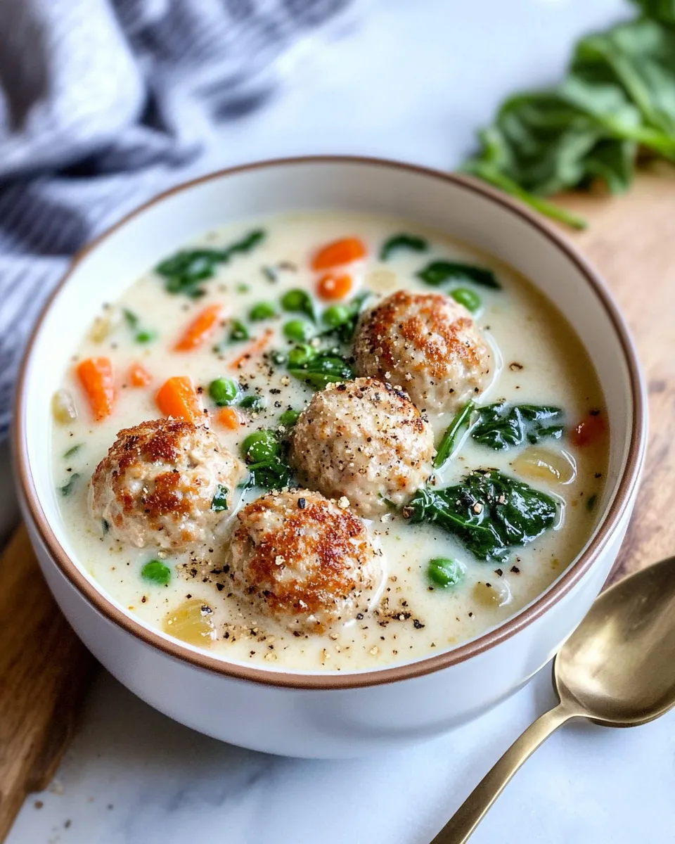Classic Creamy Italian Wedding Soup with Turkey Meatballs dish photo