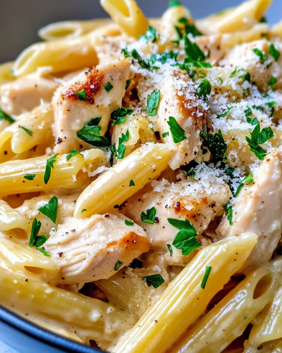 Classic Creamy Lemon Garlic Chicken Penne dish photo