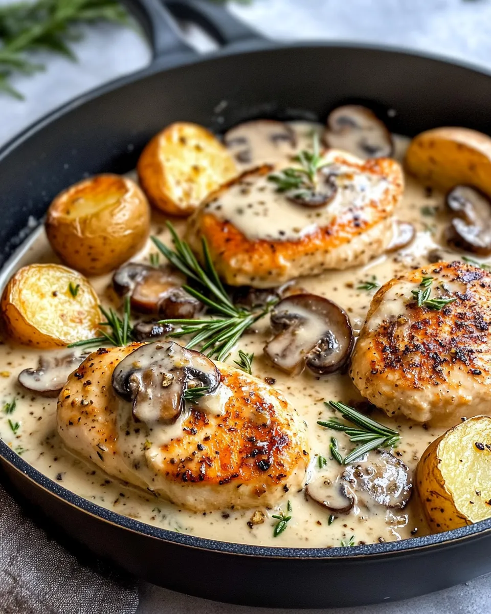 Homemade Creamy Mushroom Chicken with Rosemary Potatoes recipe photo