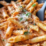 Homemade Creamy Red Pepper Pasta with Cottage Cheese photo