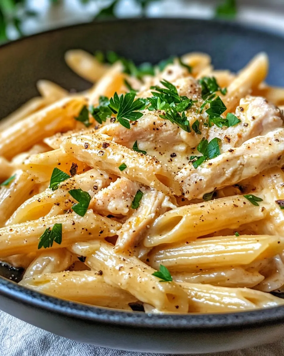 Homemade Creamy Roasted Garlic Chicken Penne photo