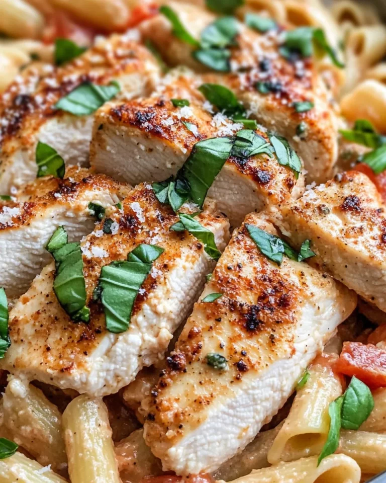 Homemade Creamy Roasted Red Pepper Chicken Pasta photo