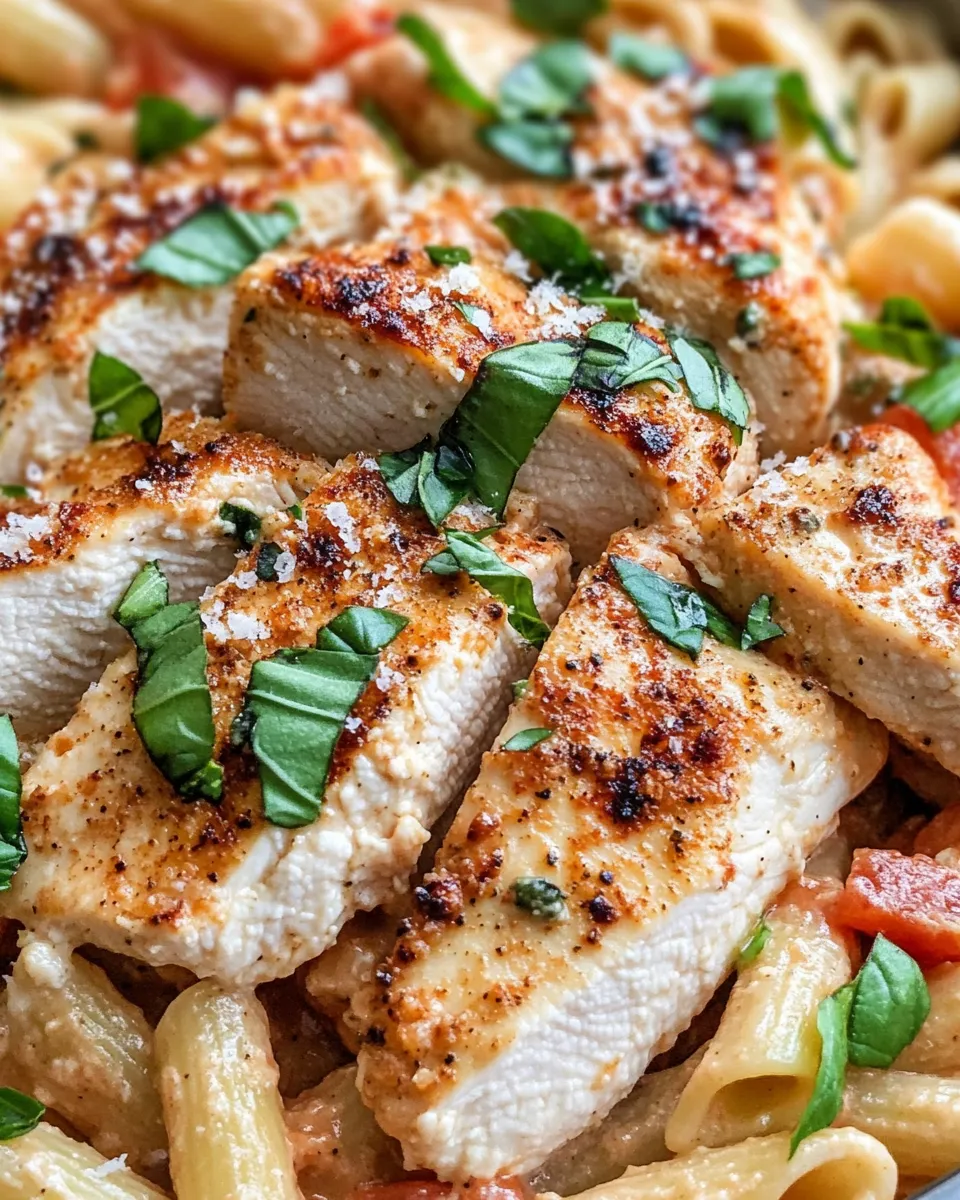 Homemade Creamy Roasted Red Pepper Chicken Pasta photo