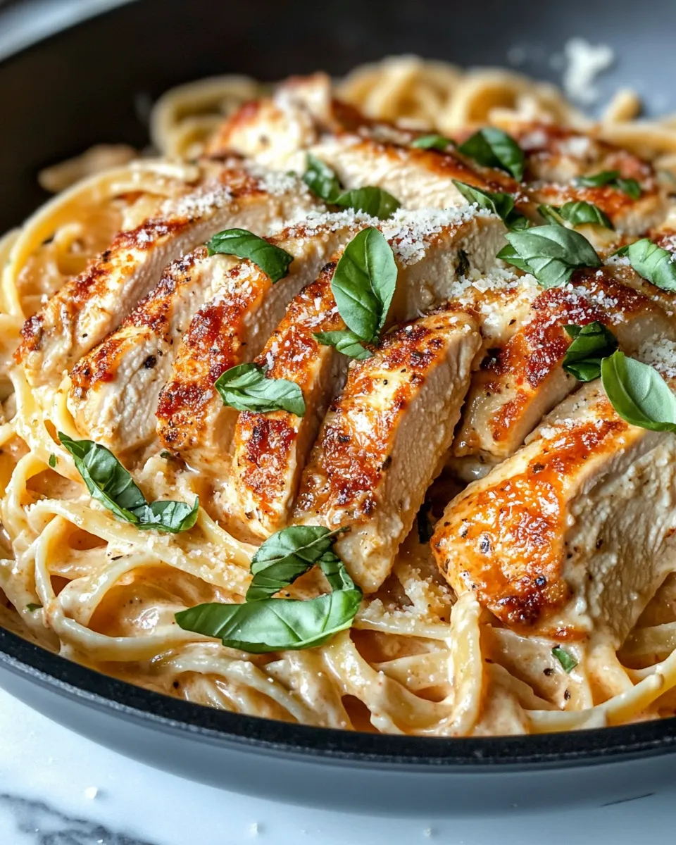 Classic Creamy Roasted Red Pepper Chicken Pasta image