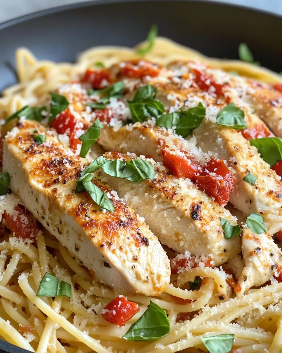 Easy Creamy Roasted Red Pepper Chicken Pasta recipe photo
