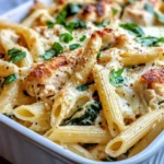 Homemade Creamy Spinach Artichoke Chicken Pasta Bake photo