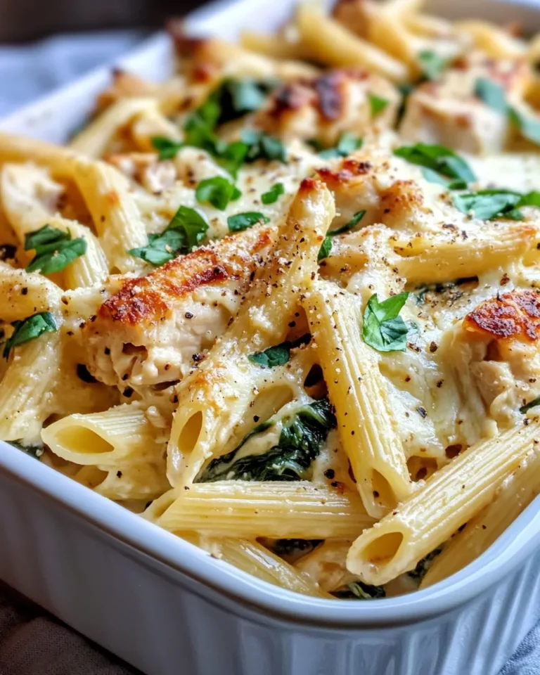 Homemade Creamy Spinach Artichoke Chicken Pasta Bake photo