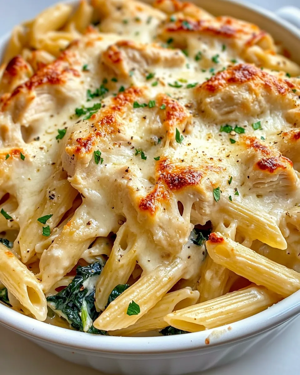 Easy Creamy Spinach Artichoke Chicken Pasta Bake recipe photo