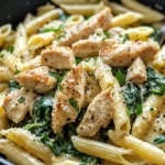 Homemade Creamy Spinach Artichoke Chicken Penne photo