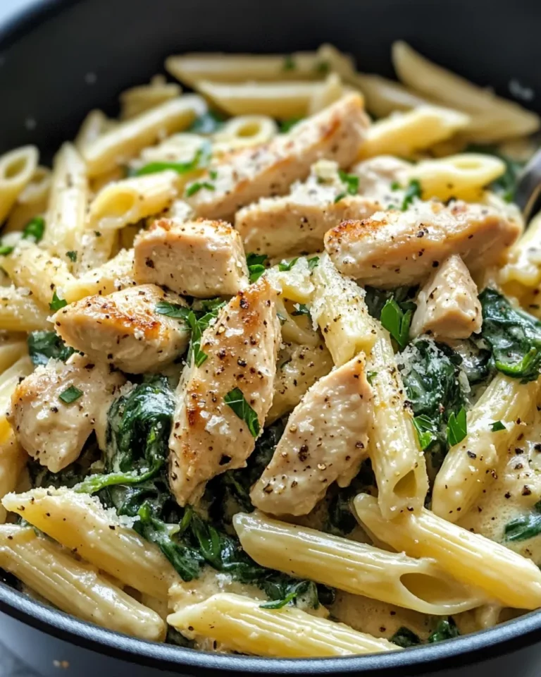 Homemade Creamy Spinach Artichoke Chicken Penne photo