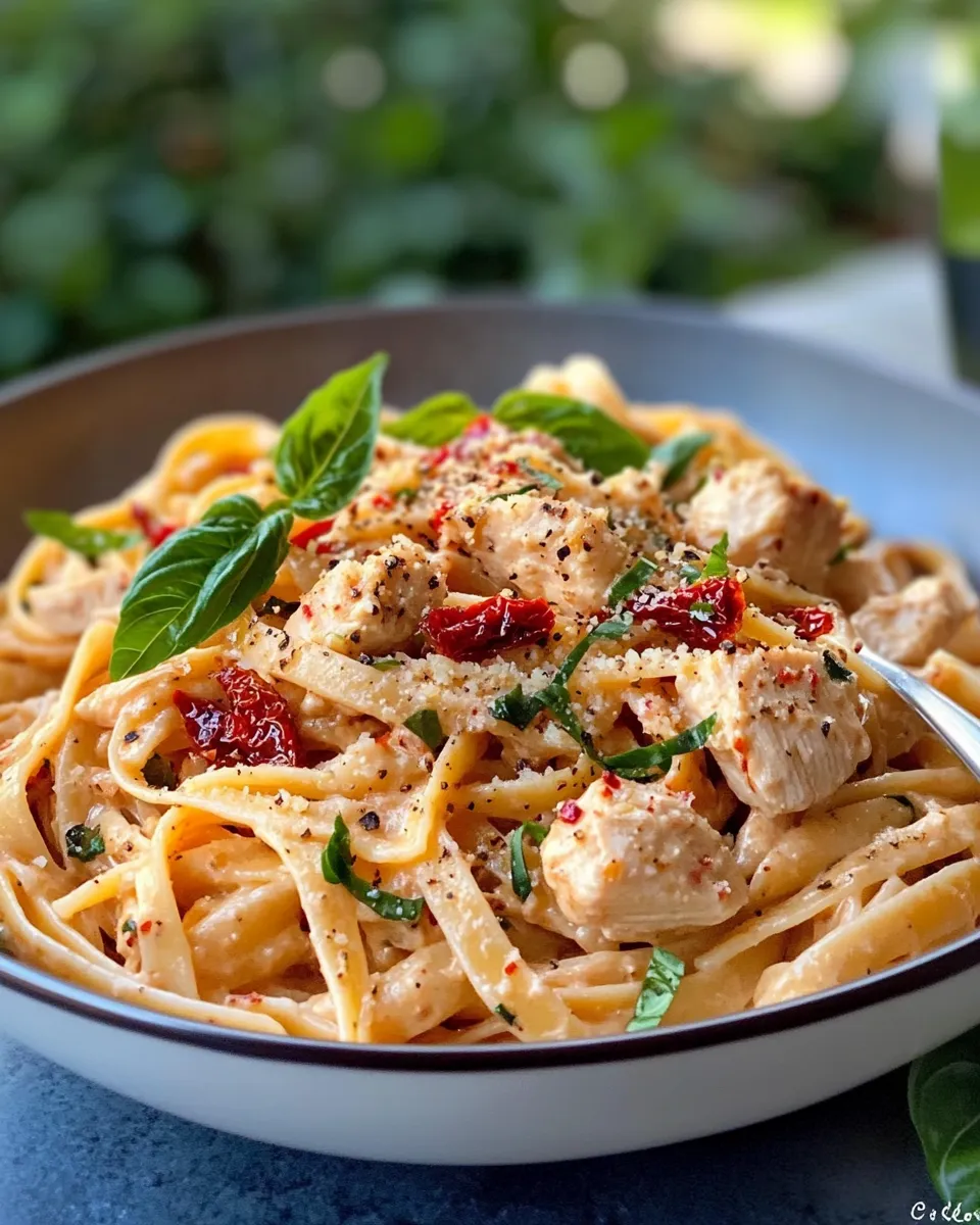 Homemade Creamy Sun-Dried Tomato Chicken Linguine recipe photo
