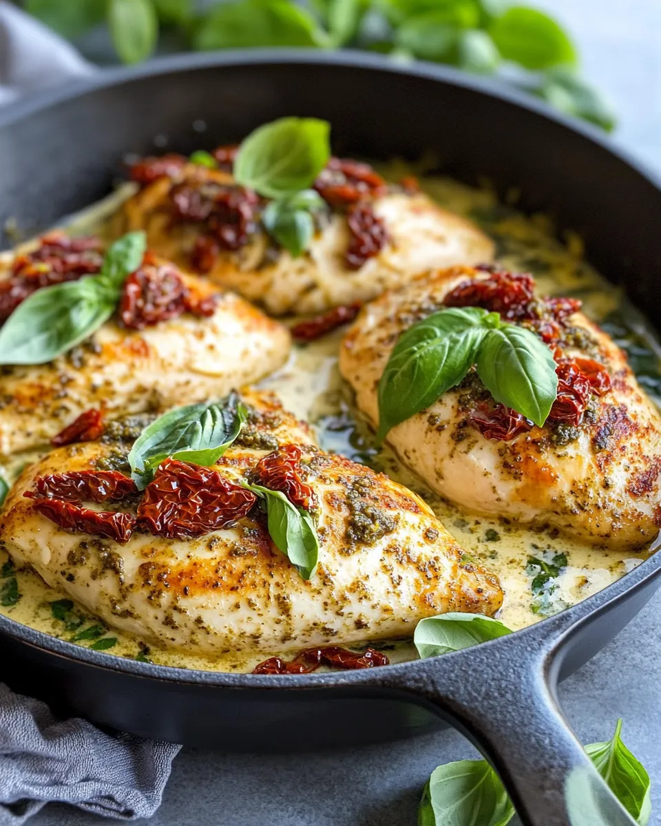 Easy Creamy Sun-Dried Tomato Pesto Chicken food shot