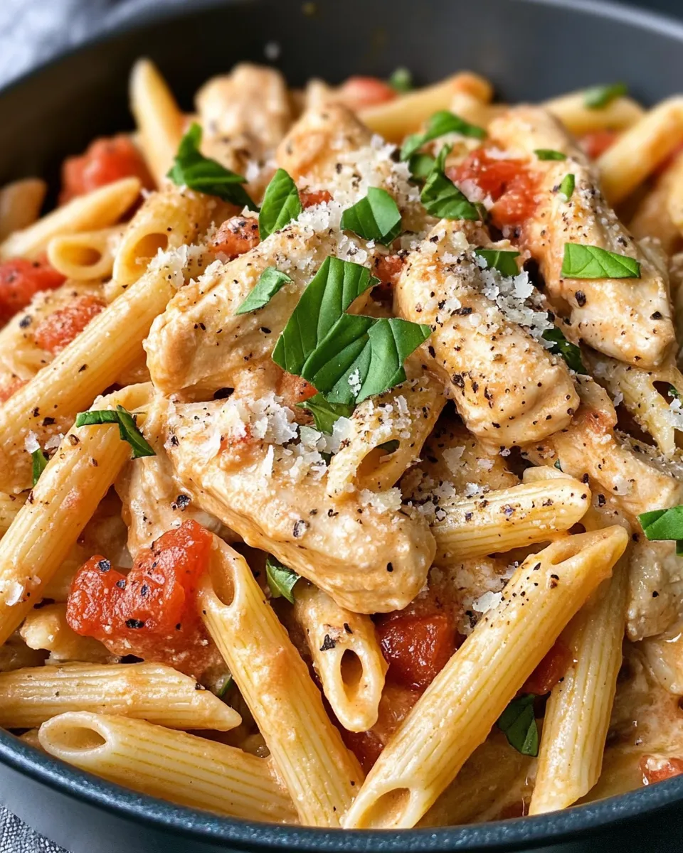 Classic Creamy Tomato Vodka Chicken Pasta dish photo