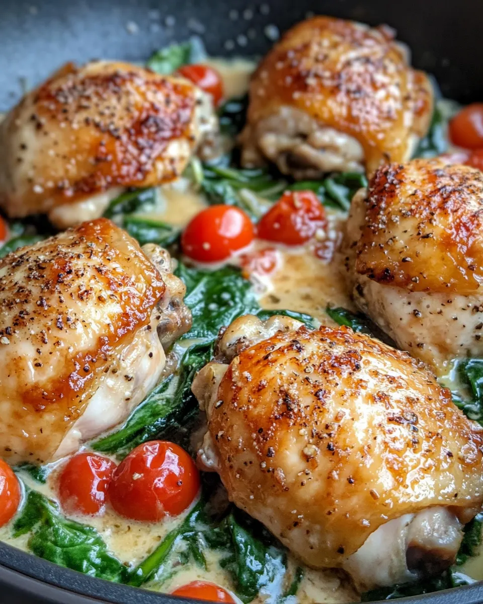 Classic Creamy Tuscan Chicken Thighs (Skillet) dish photo
